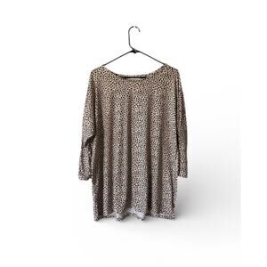 Reb in J 3/4 Sleeve Leopard Print Top Blouse Sz M Made in USA Teacher Career